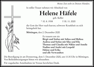 Beerdigung Helene Häfele