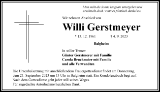 Beerdigung Willi Gerstmeyer