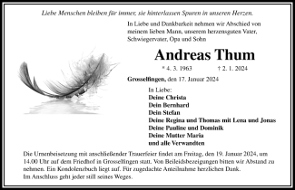 Todesanzeige Andreas Thum 