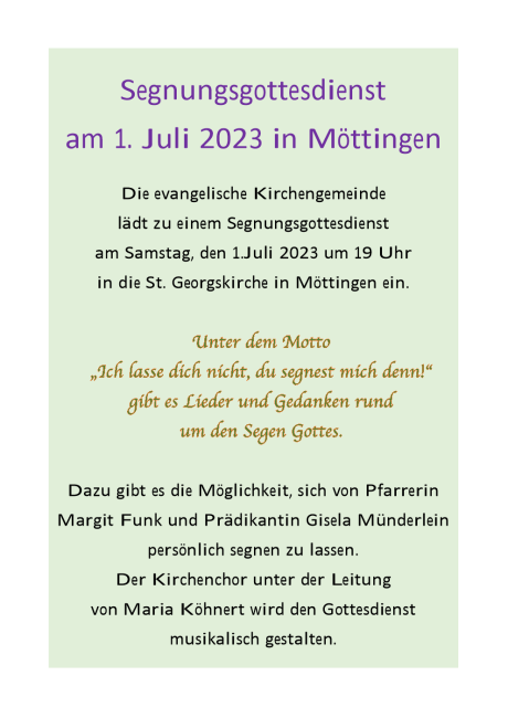 Segnungsgottesdienst Möttingen