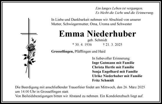 Todesanzeige_G_2025_E_niederhuber